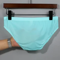 Slip en soie douce pour hommes, culotte solide entièrement transparente, séchage rapide, sans couture, Bikini masculin, sous-vêtements de tentation Gay 4