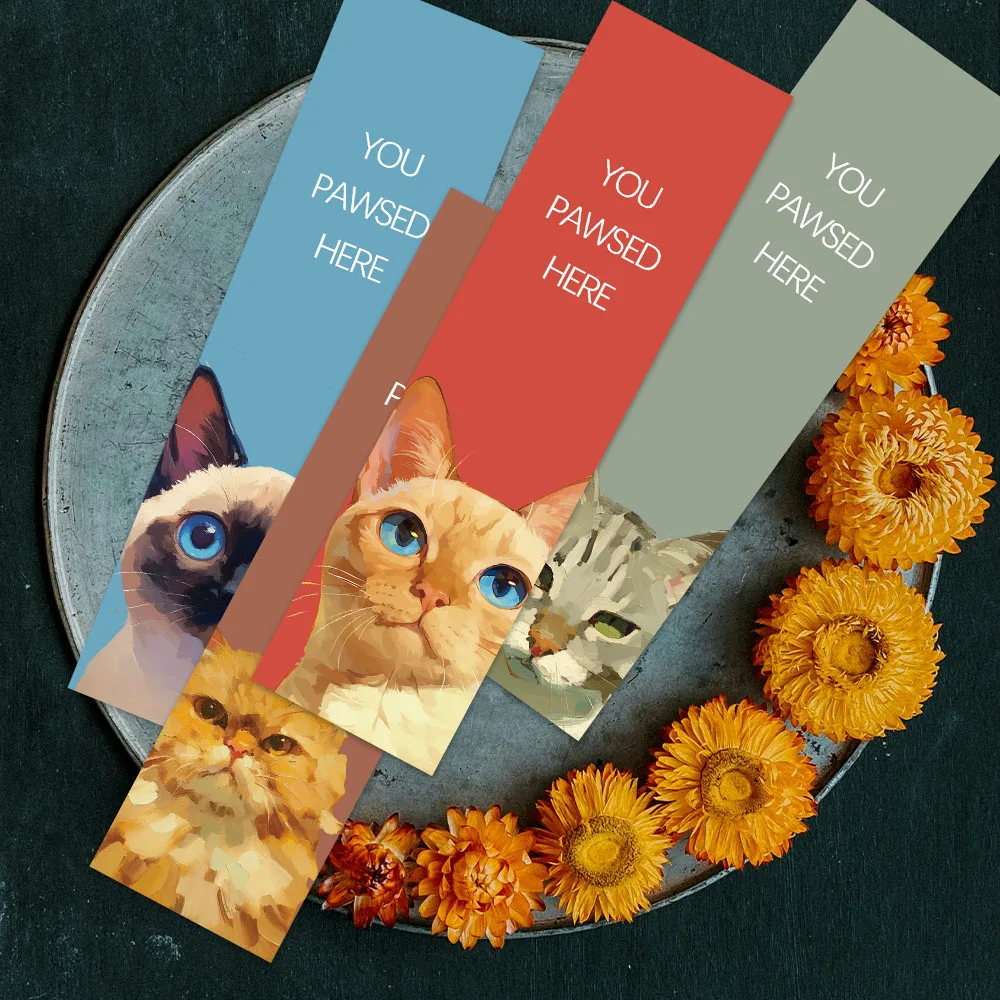 Funny Cartoon Animal Pet Cats Aesthetic Paper Bookmarks 30pcs For Library Office Book Journal Page Marker Students Readers Gift