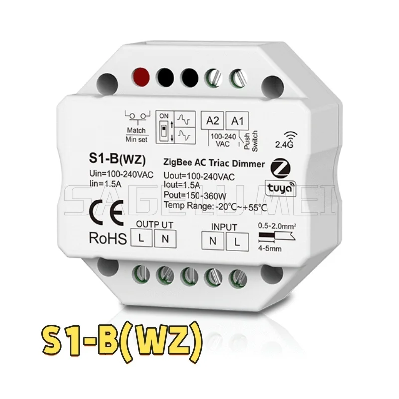 Tuya Zigbee RF AC Triac Dimmer LED Controller Push Switch Control Smart Life Alexa Google smart light switch,led dimmer switch,led dimmer controller,smart dimmer switch