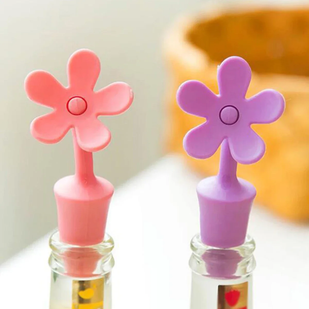 Silicone creative flower shaped wine bottle stopper durable reusable