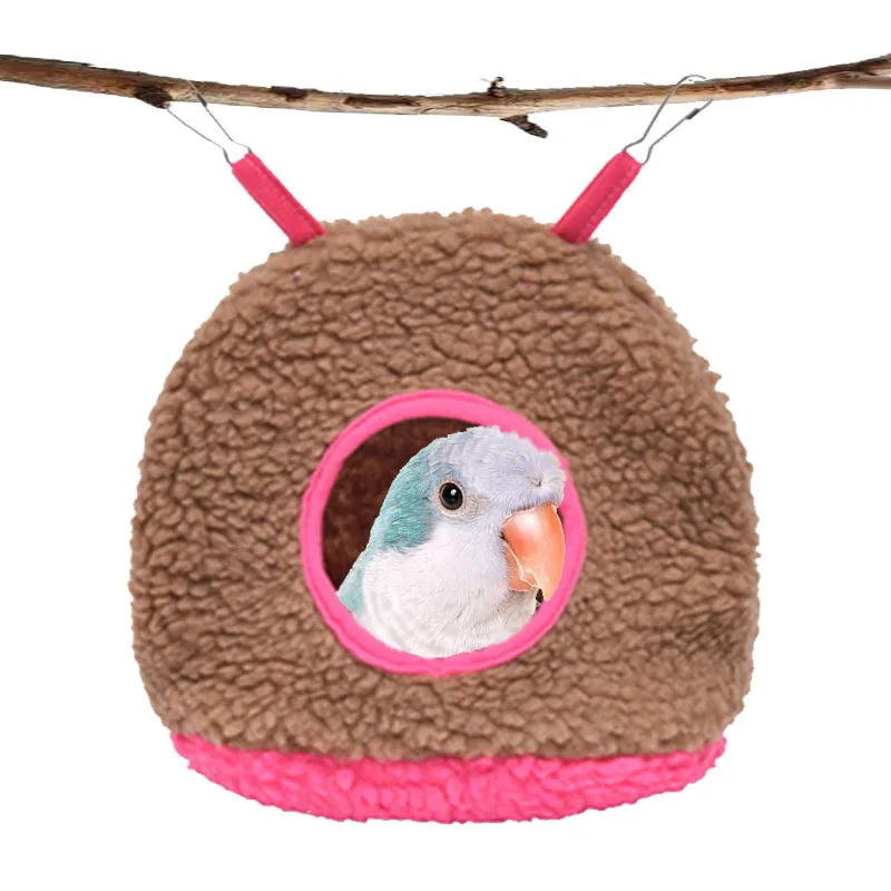 Winter Warm Bird Parrot Nest House Polar Fleece Parakeet Hammock Small Pet Hanging Swing Bed Cave Birds Cage Accessories Oiseaux