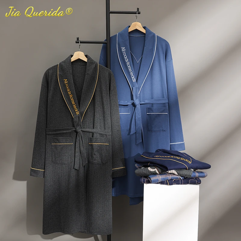 Leisure Wear for Boy Luxury Man Shawl Collar Bathrobe Fashion Cotton Big Size L-4XL Robes for Gentlemen Designer Robe for Mens best silk pajamas