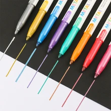 Ensemble de stylos marqueurs métalliques de 2mm, 8/12/20 couleurs, à base d'eau pour cartes noires et brunes, stylos de dessin en bois, céramique, verre, fournitures scolaires