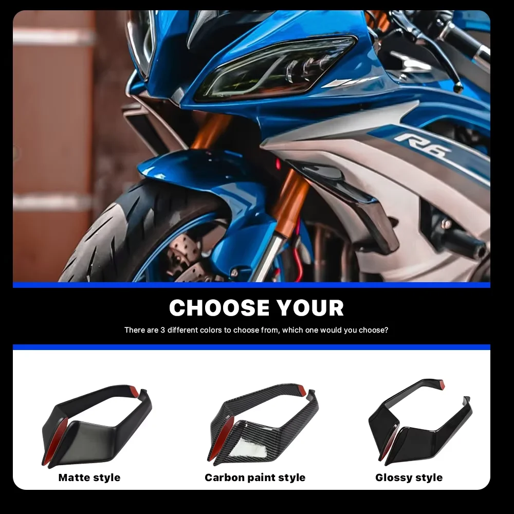 야마하 YZF-R6 YZFR6 2008-2016 ABS 플라스틱 프론트 에어로다이나믹 윙용 모터사이클 사이드 윙렛 고정 날개 스포일러 페어링 키트