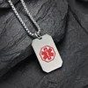 Customized DIY Medical Alert ID Necklace Dog Tag Pendant for Men Stainless Steel Matte ICE SOS Necklaces Personalized Jewelry 5
