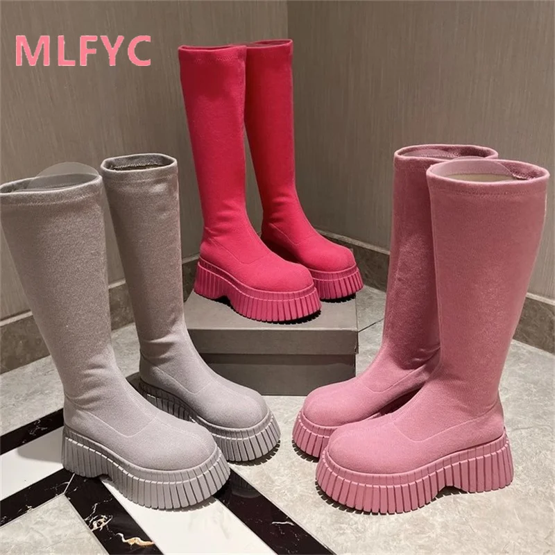 Long tube boots women winter boots for women knight boots for women thick heeled thick soled boots women sexy round toe boots
