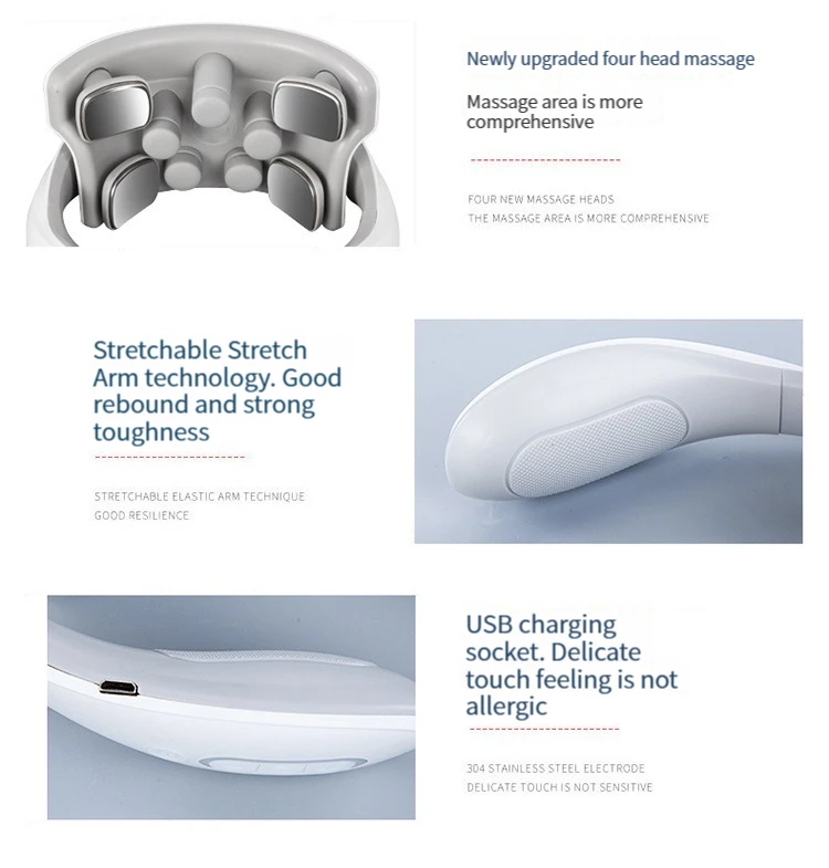 Neck Massage Intelligent Charging Heating Hot Pressing Magnetic Pulse Fashion Multi User Usage Portable Pulse Neck Massager 23