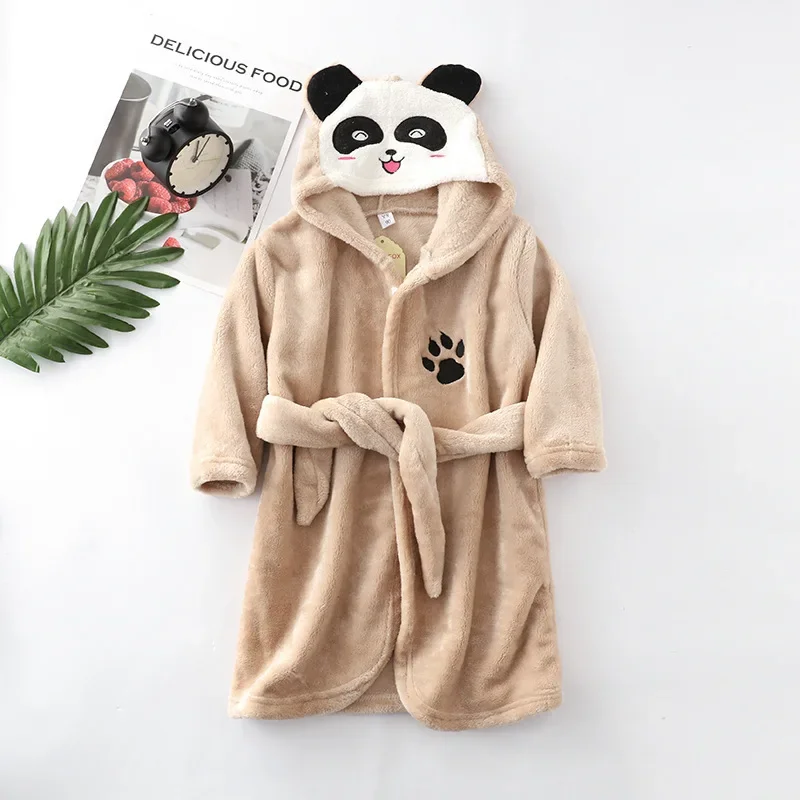 Kids Pajamas Set Child Bathrobe Kids Robe Baby Kids Robes Hooded Bathrobe Boys Girls Pajamas Cartoon Animal Panda Sleepwear Clothing