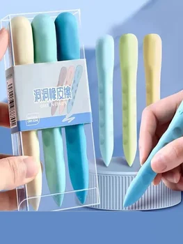 Gomma per cancellare con foro per studenti delle scuole elementari, 3 pezzi/scatola, gomma grande per arte, senza residui e senza scaglie, delicata sulla carta