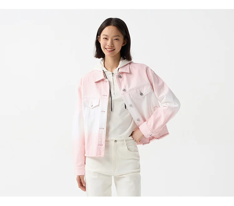 Denim Jacket Women Short Style Fringed Trendy Street Style Spring Dopamine Loose Lapel Jacket