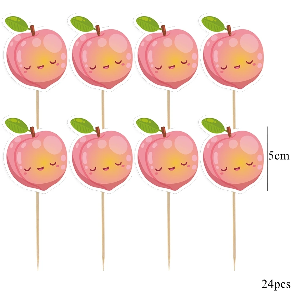 24 Stück Obst-Kuchenaufsatz, Erdbeere, Wassermelone, lächelndes Gesicht, Cupcake-Aufsatz für Kinder, Sommerfrüchte, Geburtstagsparty-Dekorationen – Detail 7