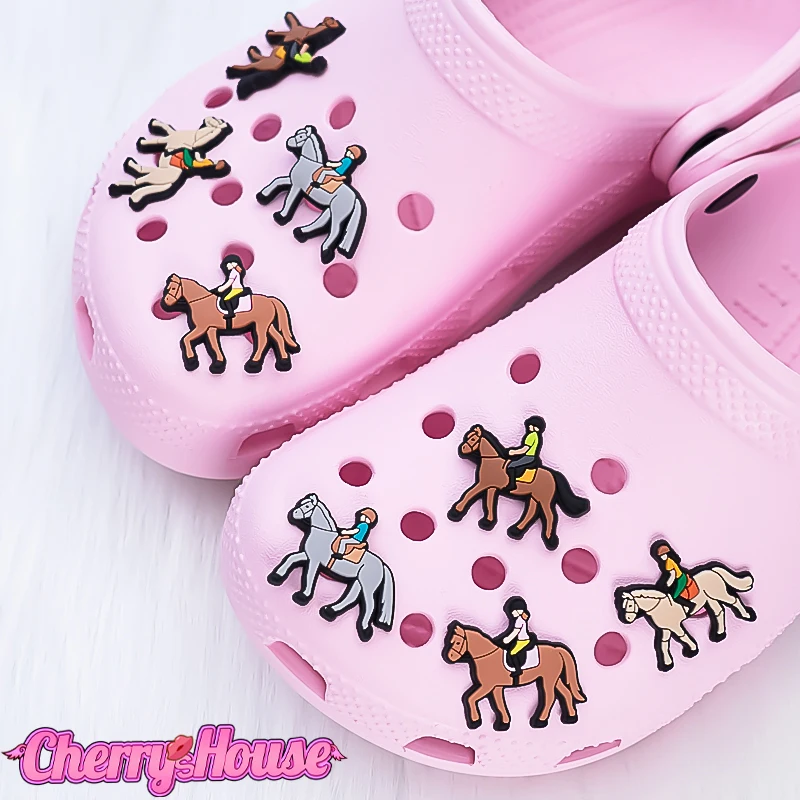 1pcs PVC Equestrian Shoe Charms,Horse Shoe Accessories Pins Garden Sandals Decorations Pins for Women Kids Gifts Clog Buckles