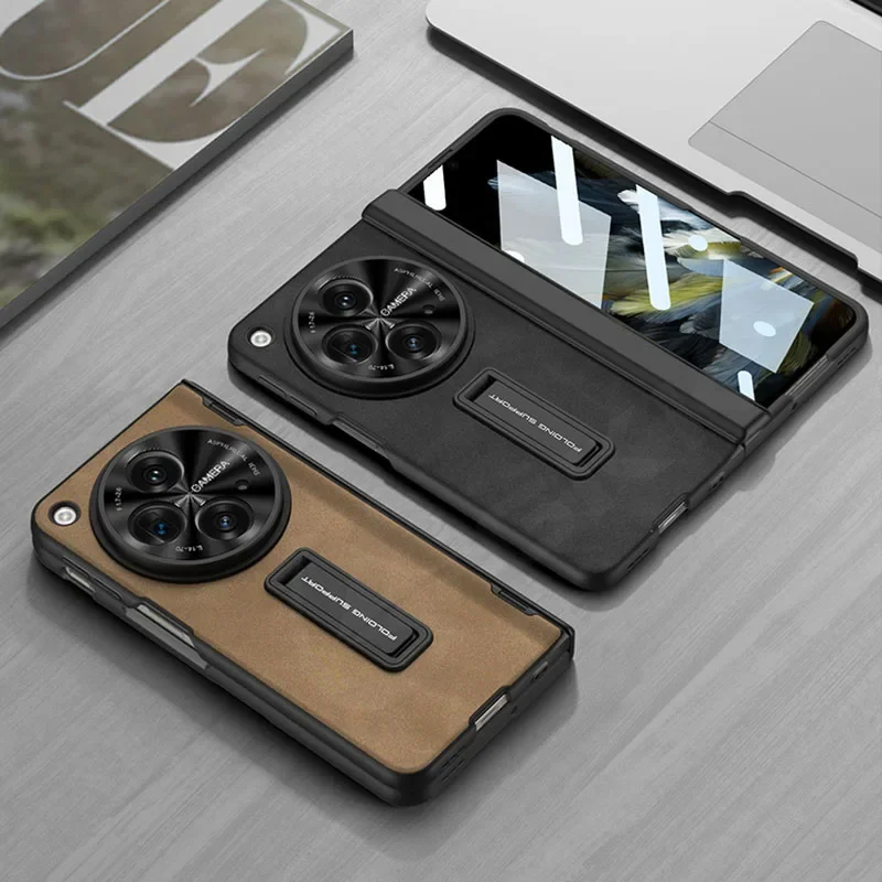 Magnetic Hinge PU Leather Case For Oneplus Open With Front Glass 360 All-include
