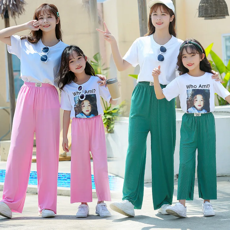 Girls Summer Thin Ice Silk Wide-legged Trousers Anti-mosquito Pants girls pants kids pants girls trousers