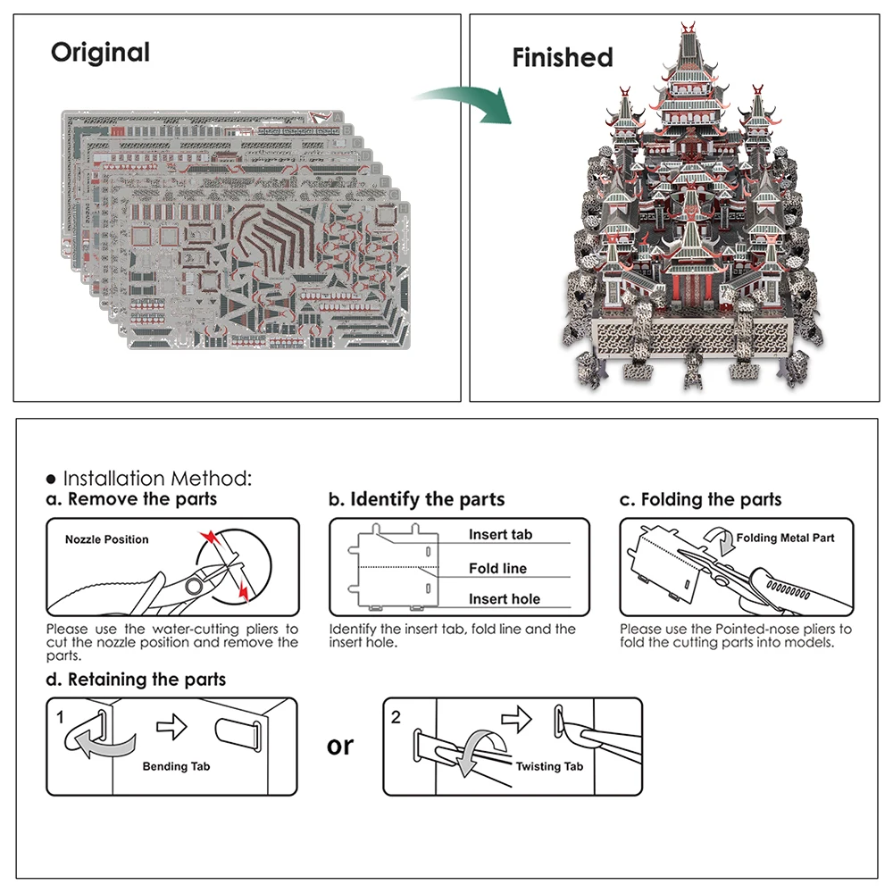 Piececool 3D Puzzles Sky Royal Palace Metal Model Building Kits DIY Toys for Teen Brain Teaser Jigsaw Creative Gifts 620pcs 5