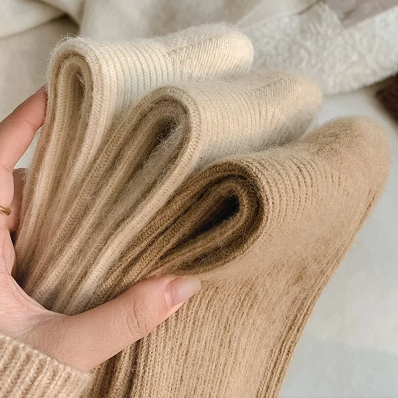 

Women Wool Socks Warm Winter Thicken Cashmere Fuzzy Casual Solid Color Comfortable Home Sock Soft Long Thermal Sleep Floor