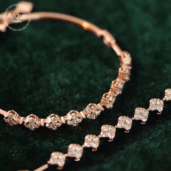 Aazuo Fine Jewelry 18K Solid Rose Gold Natrual Diamonds 1.35ct Fairy 4 Leafs Flower For Woman Senior Banquet Engagement Party
