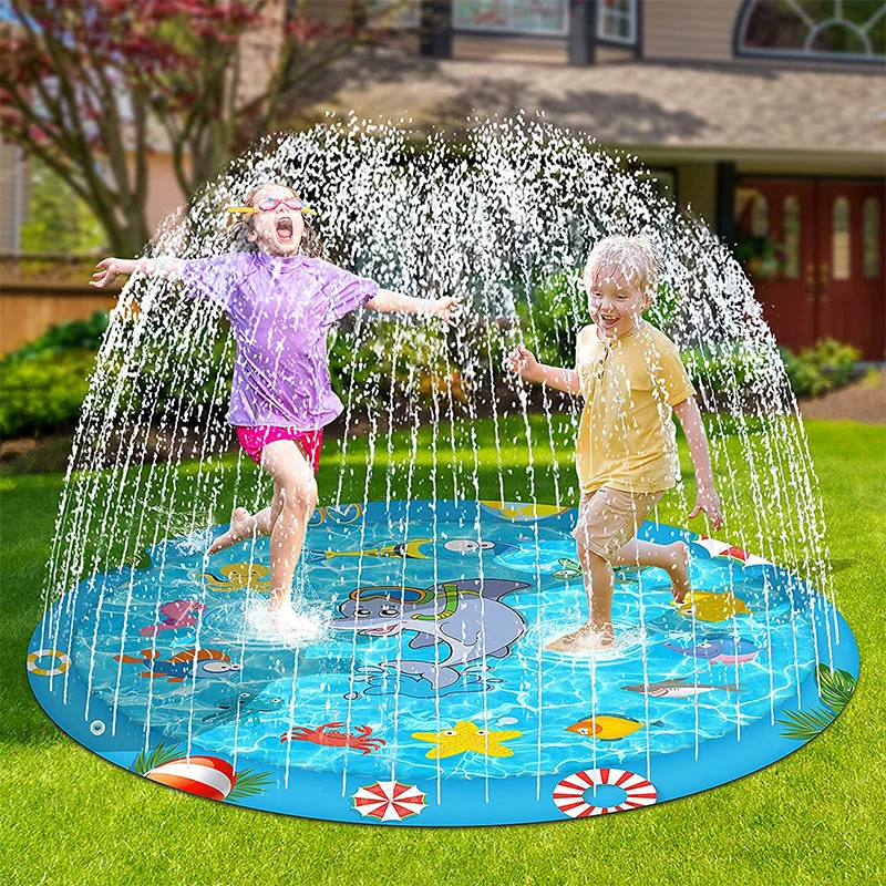68" Sprinkle Splash Water Play Mat Children Outdoor Inflatable Sprinkler Mat Toy 