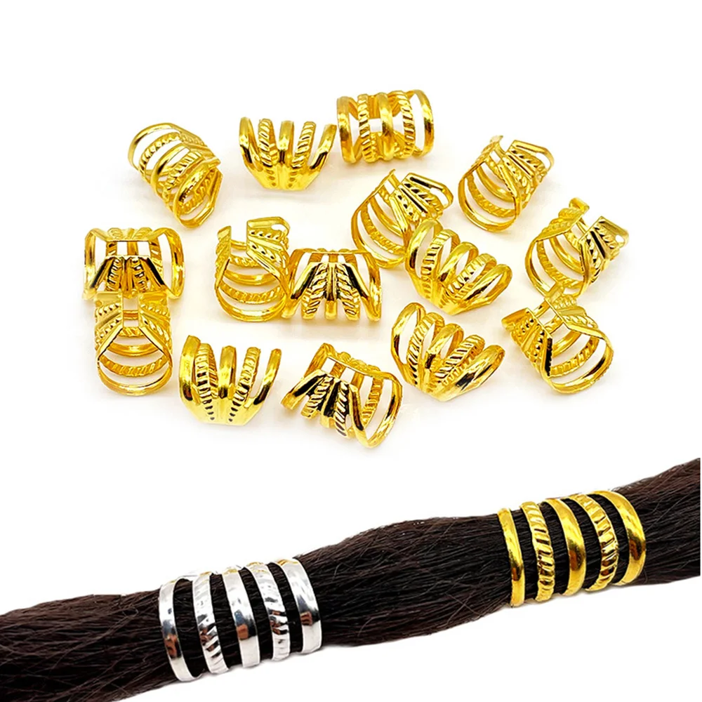 Hair Braid Accessories 100Pcs/Lot Golden And Silver Hair Rings micro hair dread Braids dreadlock Beads adjustable cuffs clips