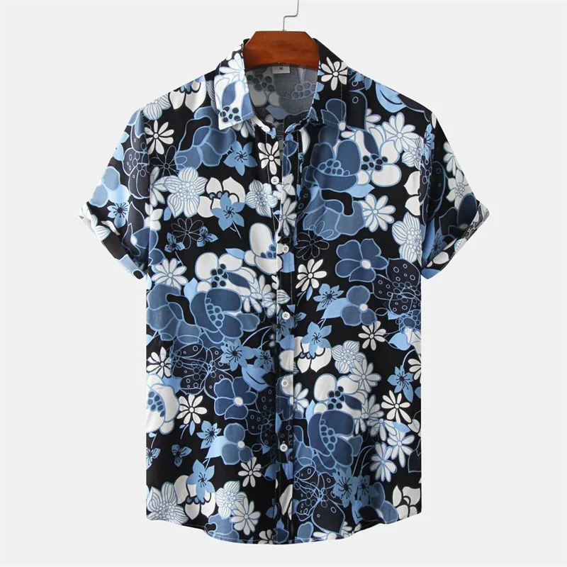 thumbnail image 1 of Camisa hawaiana de verano para playa para hombre, camisas con estampado 3D de flores y hojas, cuello de solapa, manga corta, blusa con botones, ropa para hombre, 1 of 4