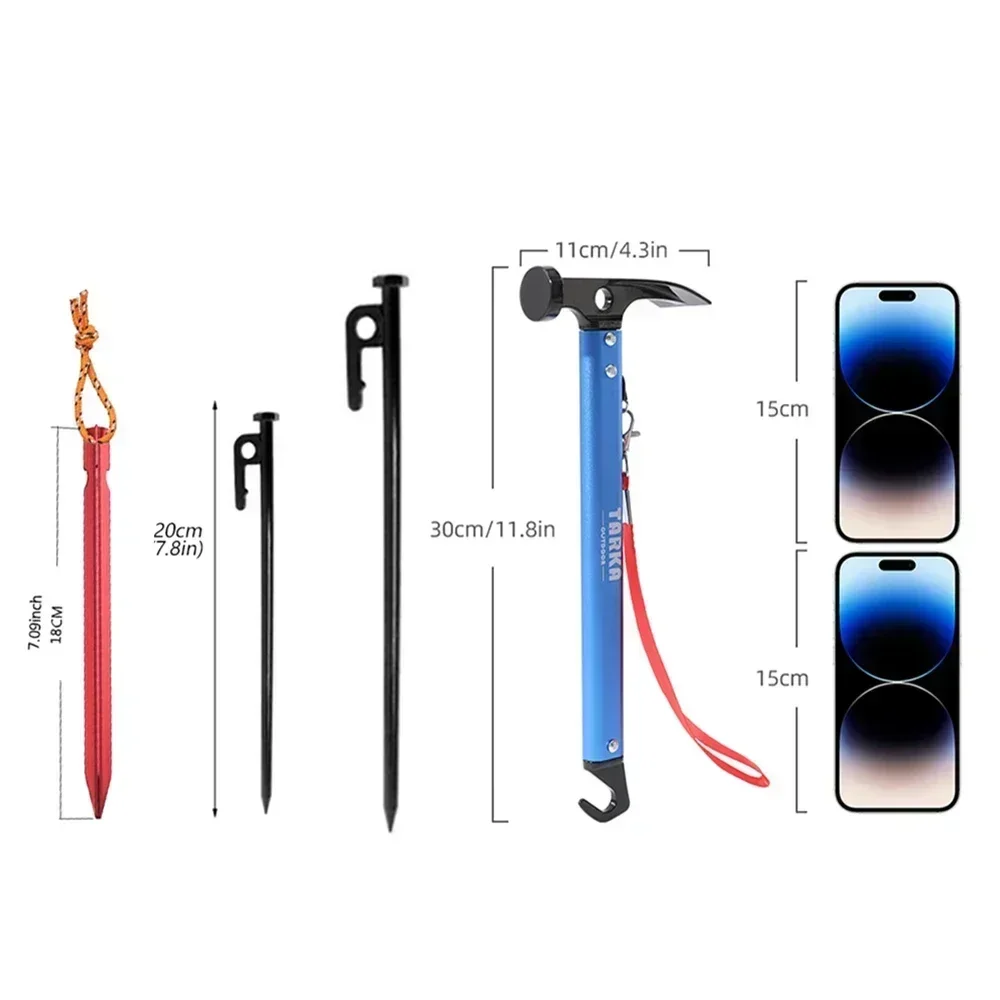 TARKA Camping Hammer Tent Pegs Set Lightweight Hammers Trap Tent Stakes Camping Hammer Nails Outdoor Gadget Accessories camping tent accessories tent pegs camping tent fasteners