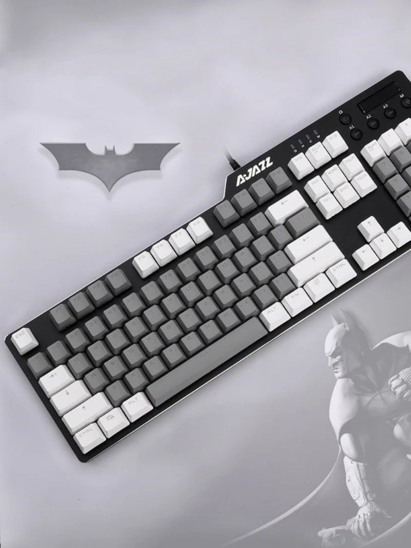 AJAZZ Batman Ak35I mechanical game Keyboard black white Matching color PBT  104 keys white LED backlight wired gaming keyboard| | - AliExpress