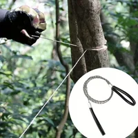 1pc Leather Cover Stainless Steel Wire Saw Wilderness Survival Outdoor Camping Hike Mini Hand Pulled Rope Saw Survival Equipment 1