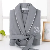 100% Cotton Waffle Bathrobe Men Women Couple Nightgown Hotel Bathrobes Spring Autumn Waffle Bath Robes Sleepwear Nightwear 2