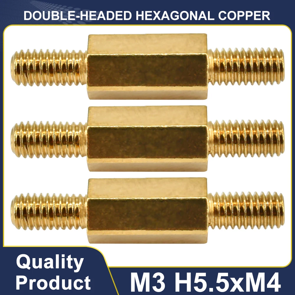 thumbnail image 1 of M3 H5.5xM4 Double-headed hexagonal copper Pillar Spacing Screws Threaded Standoff PCB Computer PC Motherboard Spacer 5Pcs-30Pcs, 1 of 4