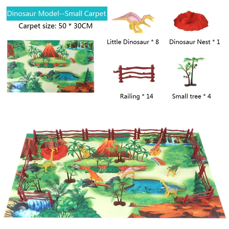 

50*30CM Children Waterproof Play Mat Virgin Forest Map Carpet with Dinosaur Animal Models Kids Playing Educational Crawling Mat