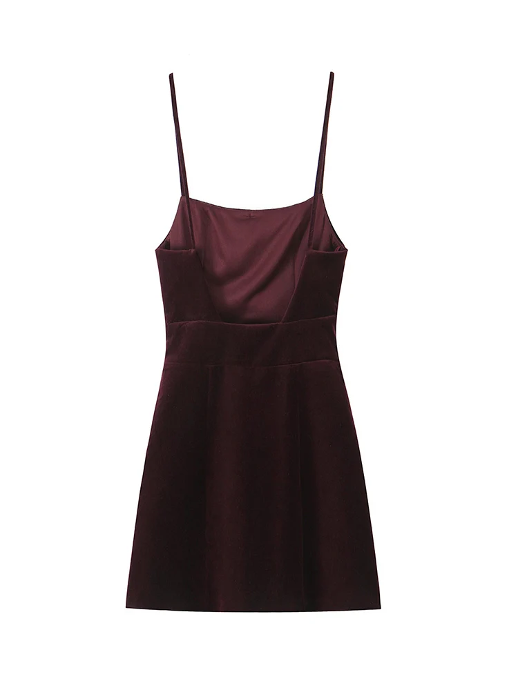 New Women's Solid Backless Mini Dress A-Line Square Neck Casual Party Holiday Outfit Female Elegant Chic Spaghetti Strap Dress