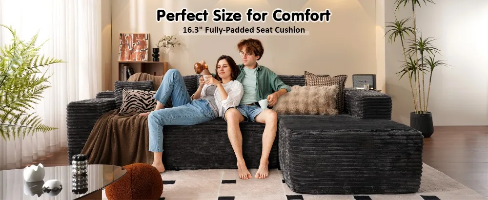 Modern Minimalist 104" L-Shape Couch