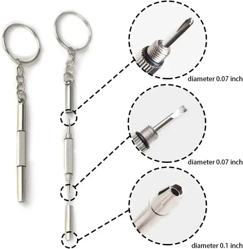 Mini Eyeglass Screwdriver Multifunction Stainless Steel Glasses Watch Screw Driver with Keychain Repair Kits Hand Tools 20/1pcs eyeglass screwdriver kit