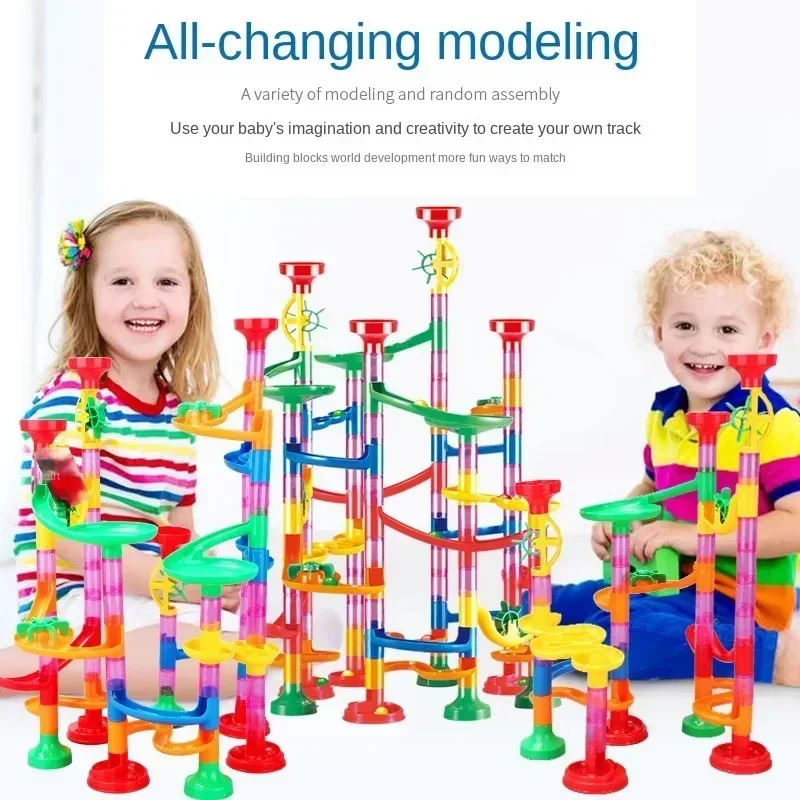 Marble Runway Race Track Building Blocks Children 3D Maze Ball Rolling Toy DIY Marble Runway Children's Educational Toy Gift