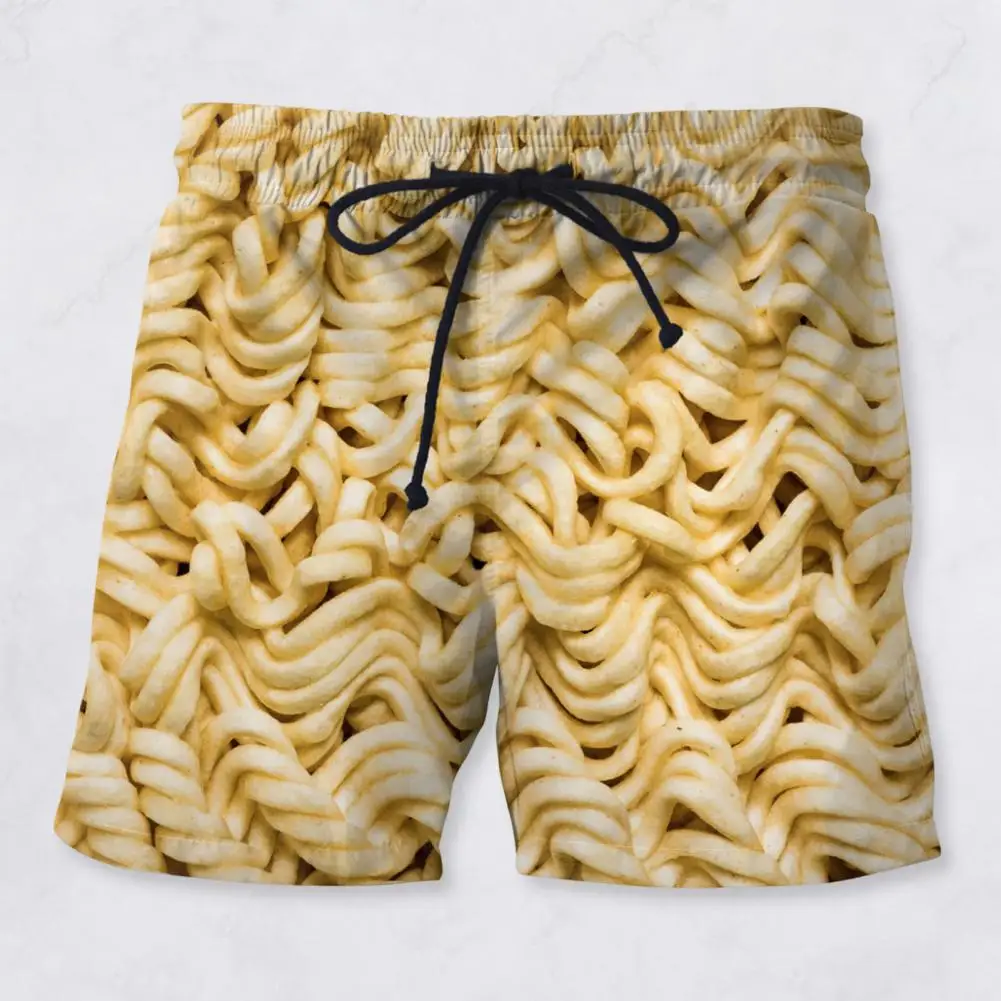 

Men Shorts High-quality Men's Summer Beach Shorts With Elastic Waist Drawstring Food Print Side Pockets For Leisure For Comfort