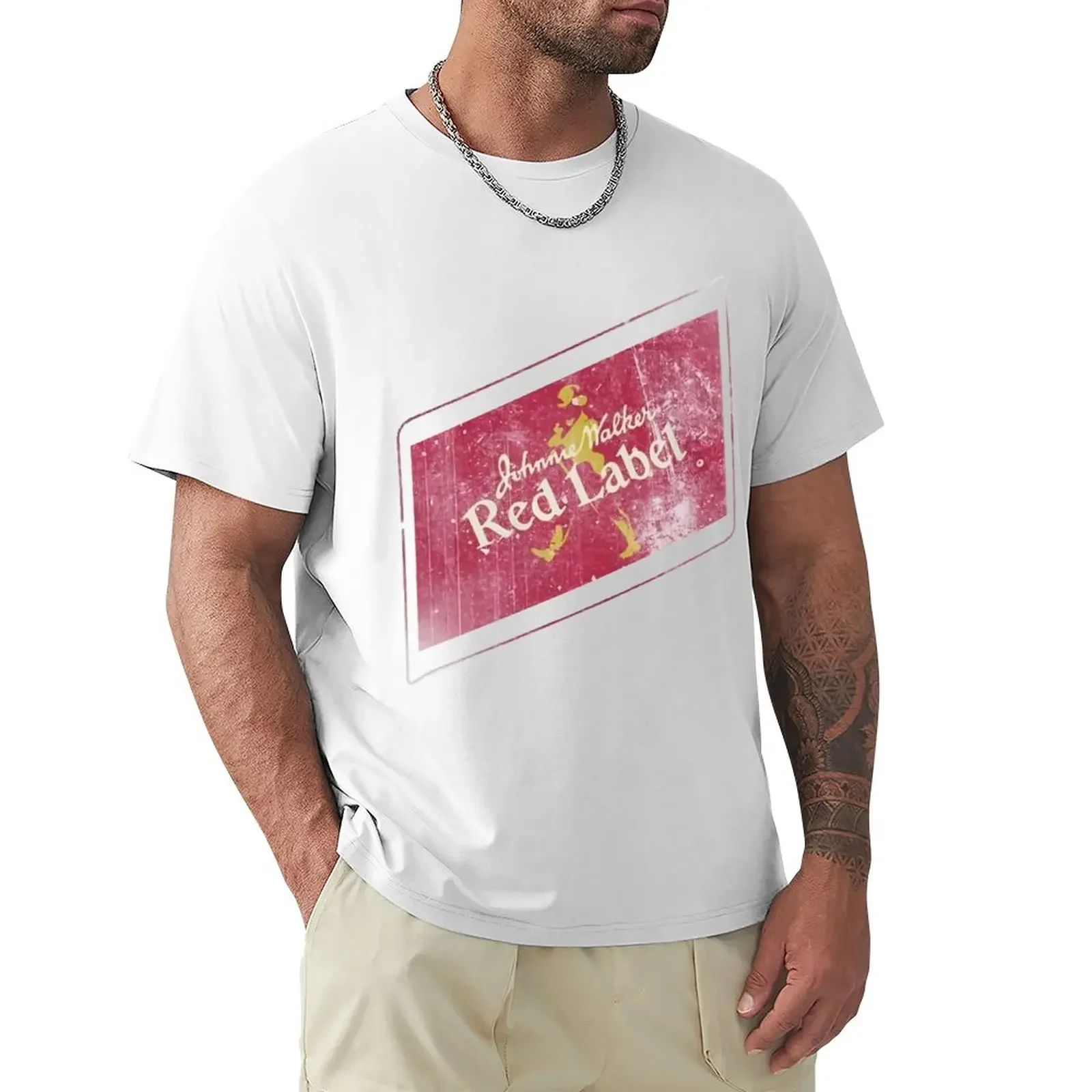 Винтажная белая футболка Johnnie Walker с красной этикеткой