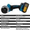 Gisam 76mm Brushless Angle Grinder Grinding Cutting Machine Cordless Electric Angle Grinder Power Tools for Makita 18V Battery 5