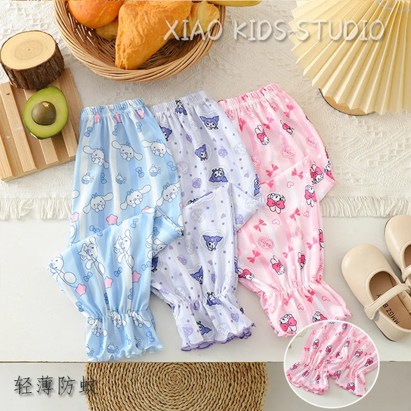 

Sanrios Kuromi Antimosquito Pants Cinnamoroll My Melody Cartoon Summer Casual Trousers Anime Legbinding Pants Cute Girl Gift