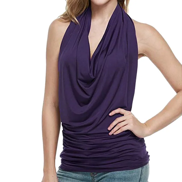 Sexy Off Shoulder Halter Tank Top Women Summer Casual Solid Color 3