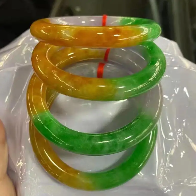 

Send Certificate Grade A Burma Jade Bangle Women Healing Jewelry Natural Three-color Certified Jades Bangles Jadeite Bracelets