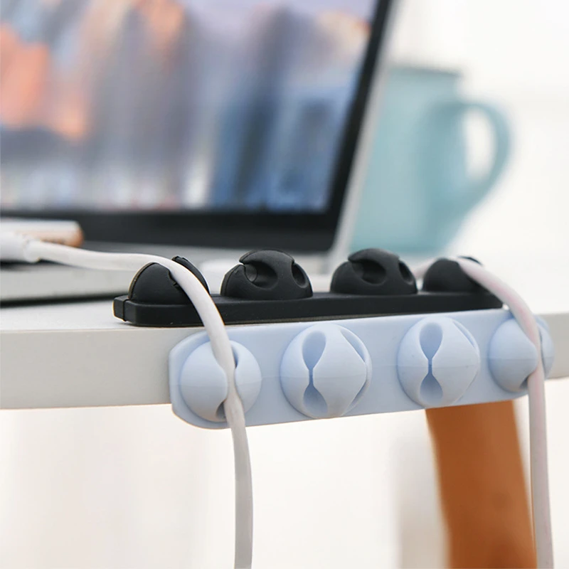 Silicone Cable Organizer USB Cable Holder Winder Desktop Tidy Management Clips Headphone Wire Organizer Holder Desk Accessories