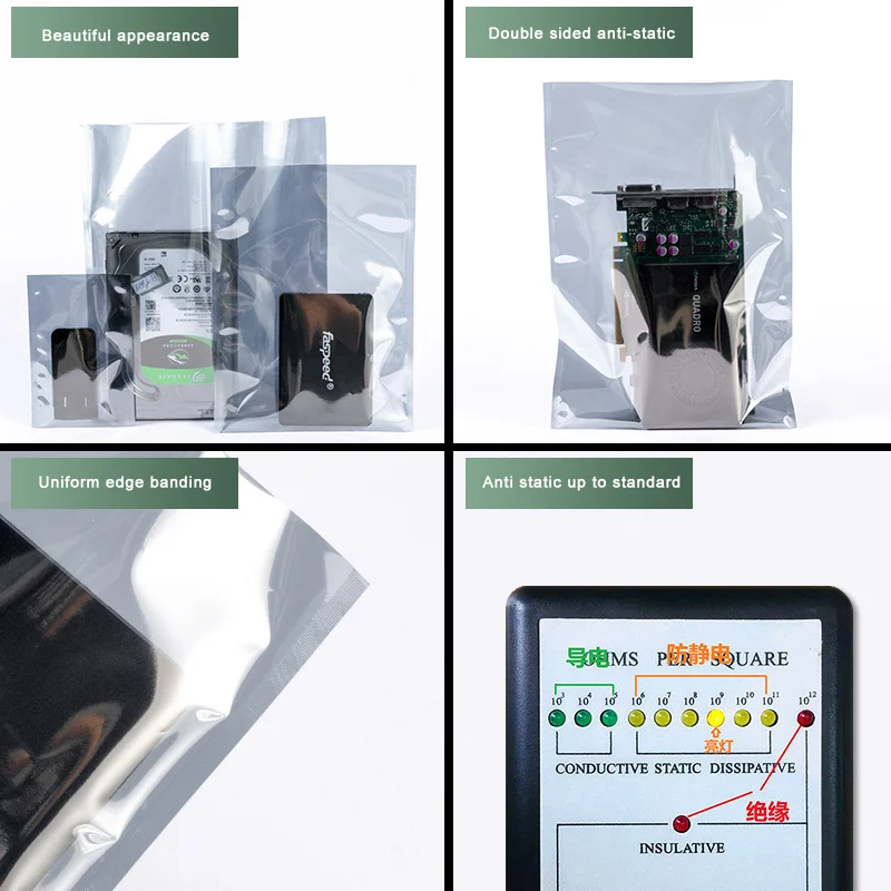 ESD brašna s průhledná káča otevřený, anti statické stínění balíček pro úložný, malý rozměr elektronická příslušenství, USB pouches