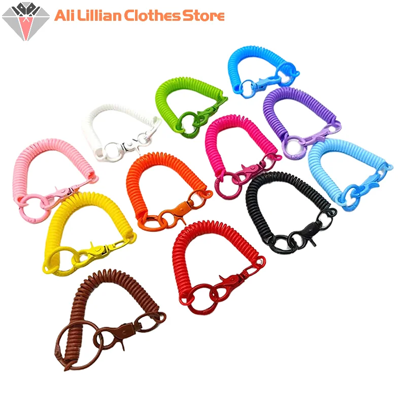 Lobster Clasp ID Card Holder Lanyard Keyring Anti-lost Spring Rope Retractable