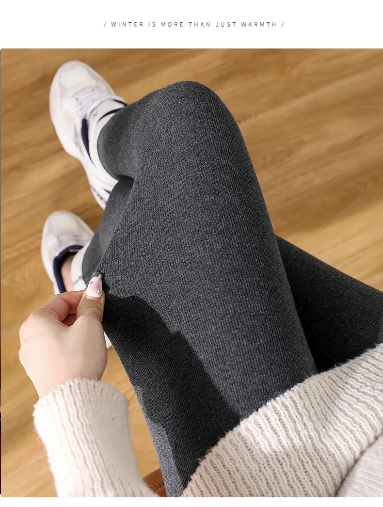 Herbst Winter Dicke Plus Samt Fleece Baumwolle Legging Mutterschaft Hohe Taille Unterstützung Bleistift Hosen für Schwangere Frauen Y2K Schwangerschaft – Detail 26