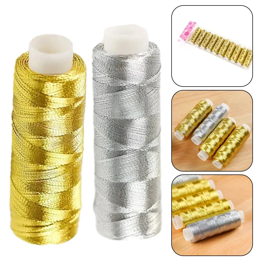 

200 Yarns Gold Silver Thread Bright Light Handmade DIY Patchwork Household Sewing Machine Sewing Thread For Patchwork Embroidery