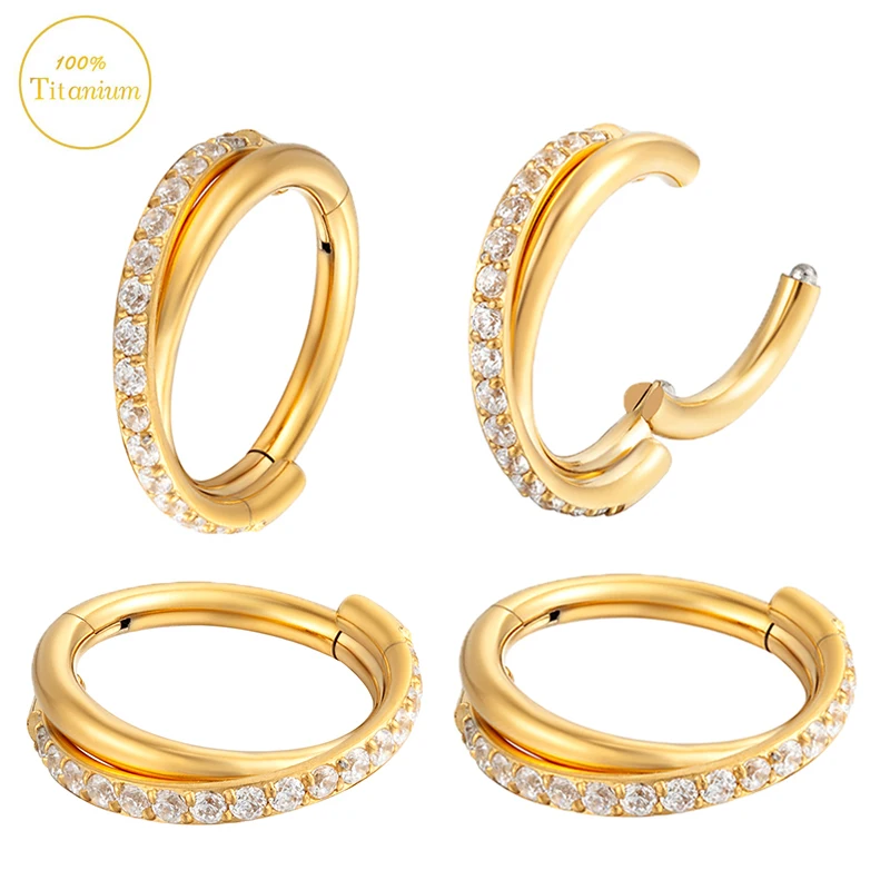 F136 Titanium Nose Piercing Septum Nose Ring Zircon High Segment Clicker Hoop Cartilage Tragus Earrings Helix Piercing Jewelry