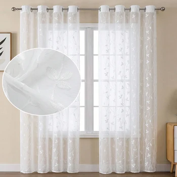 1pc Embroidered Sheer Curtains 1