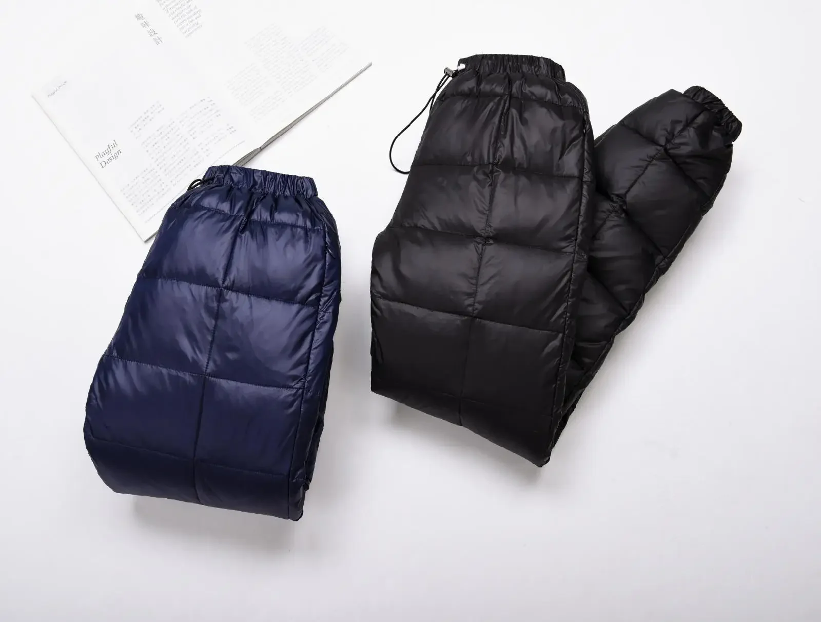 Winter Thick Down Pants Men Cold High Waist Warm Loose Trousers