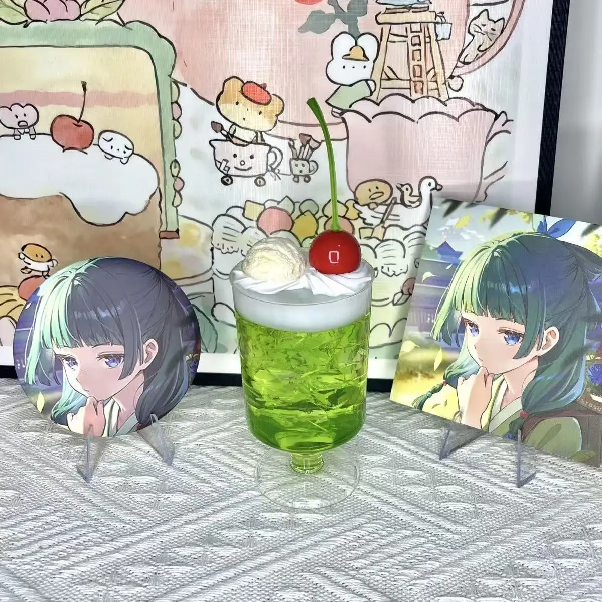 Retro Japanischer Stil K63 Showa-Ära Dekoration Grüner Apfel Soda-Gelee Schlüsselanhänger Harz-Fertigprodukt Foto-Requisite Raumdekoration – Detail 10