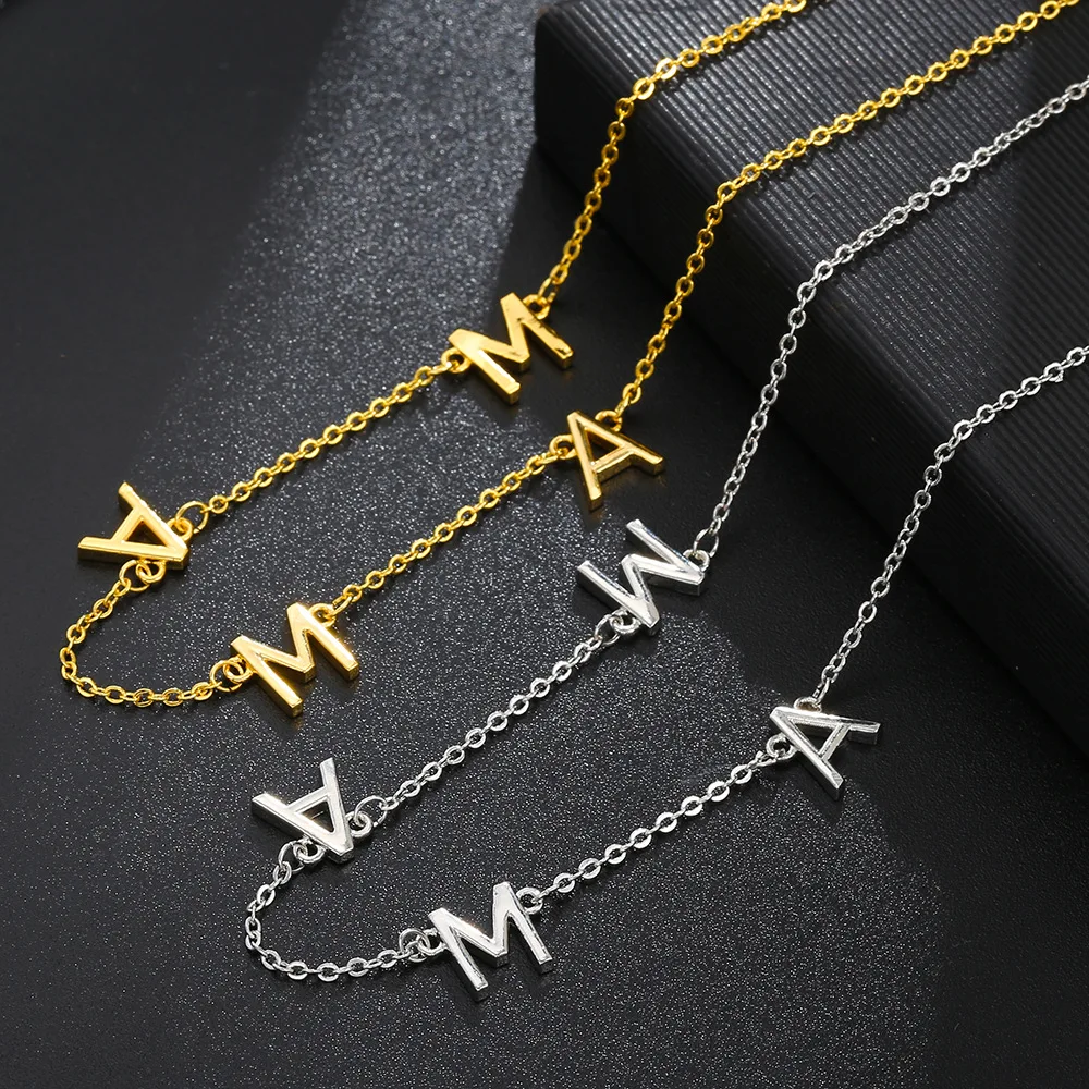 Mothers Day Mama Letter Pendant Necklaces
